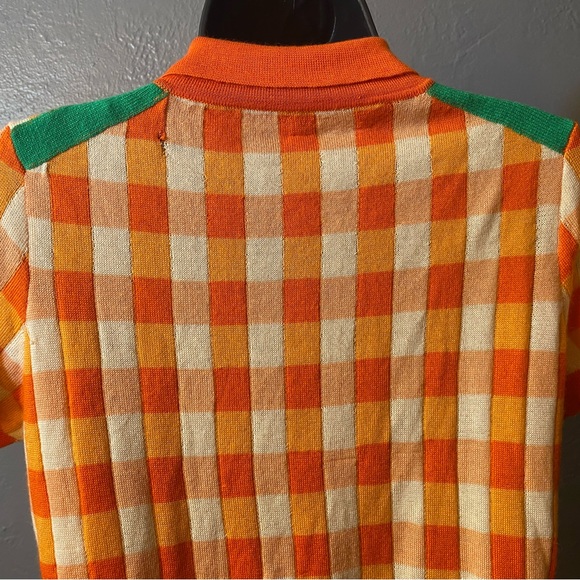 No label, orange and cream gingham pattern sweater - Picture 13 of 15